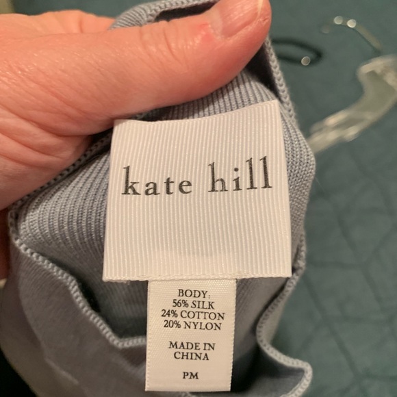 NWT Kate Hill Pale Blue Sky Silk Shell Turtleneck - Picture 5 of 5